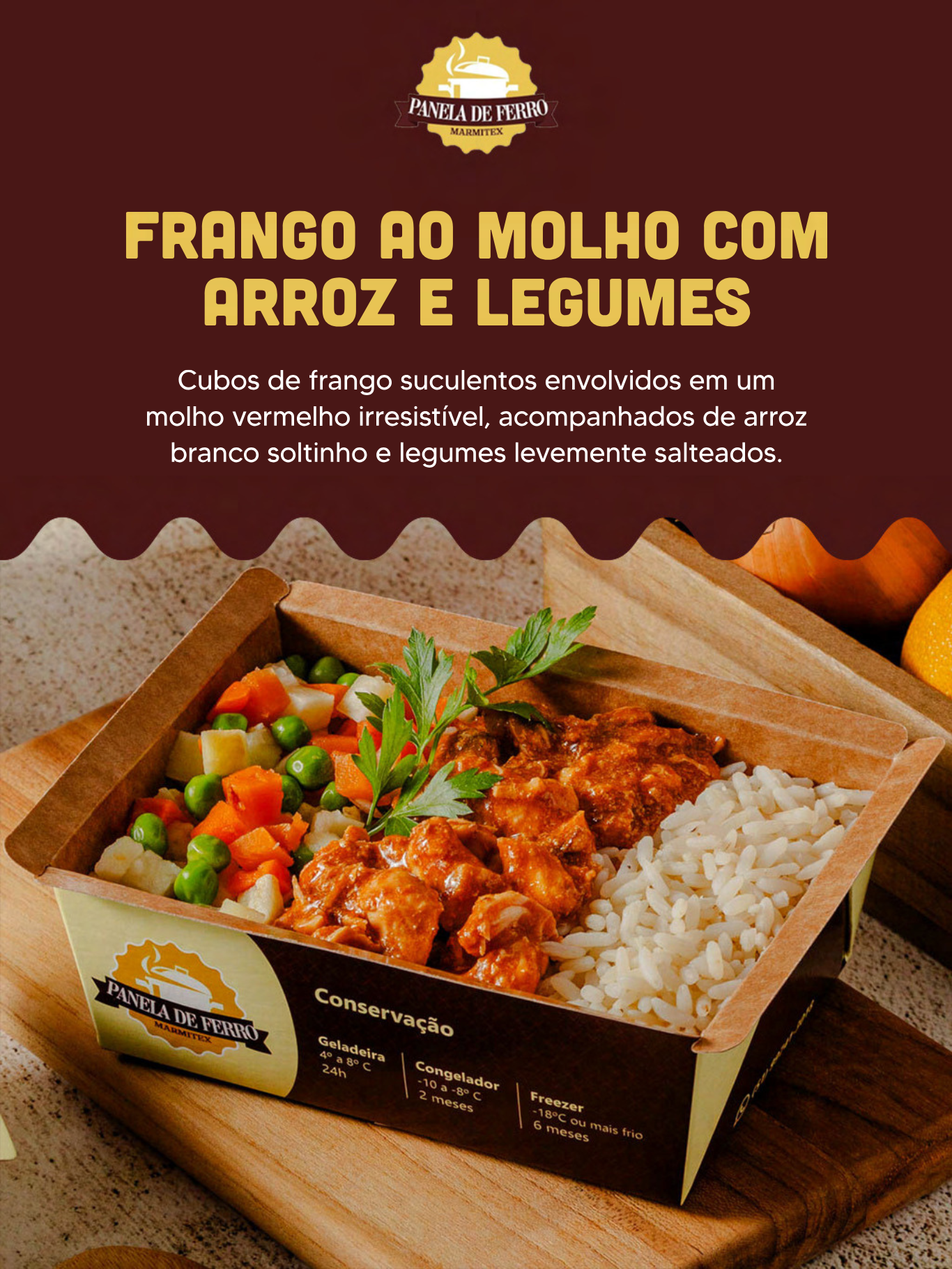 Frango ao Molho com Arroz e Legumes